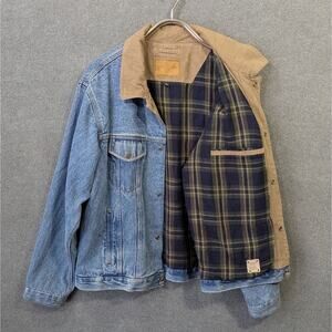 VTG Sonoma Chore Jacket Mens XL Denim Barn Coat Corduroy Collar Flannel Lined